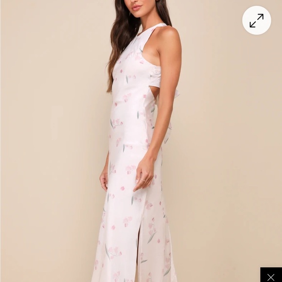 NWT Majorly Romantic Cream Floral Print Tie-Back Maxi Dress - Picture 4 of 5